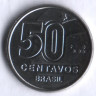 Монета 50 сентаво. 1989 год, Бразилия.