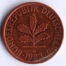 Монета 2 пфеннига. 1993(F) год, ФРГ.