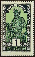 Марка почтовая (1 c.). "Вождь Хаусса". 1928 год, Верхняя Вольта.