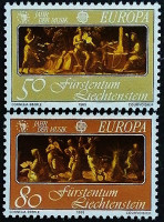 Набор марок (2 шт.). "Европа (C.E.P.T.) - Европейский год музыки". 1985 год, Лихтенштейн.