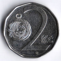 Монета 2 кроны. 2010 год, Чехия.