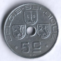Монета 5 сантимов. 1941 год, Бельгия (Belgie-Belgique).
