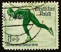 Почтовая марка. "Зимние Олимпийские игры, Гармиш-Партенкирхен-1936". 1935 год, Германский Рейх.