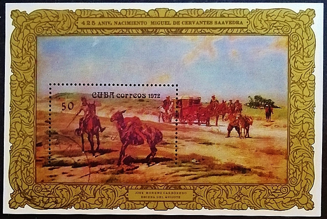 Мини-блок. "Мигель де Сервантес Сааведра". 1972 год, Куба.