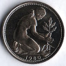 Монета 50 пфеннигов. 1980(G) год, ФРГ.