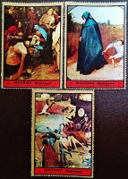 Набор марок (3 шт.). "Картины Питера Брейгеля (ст.)  ". 1972 год, Манама.