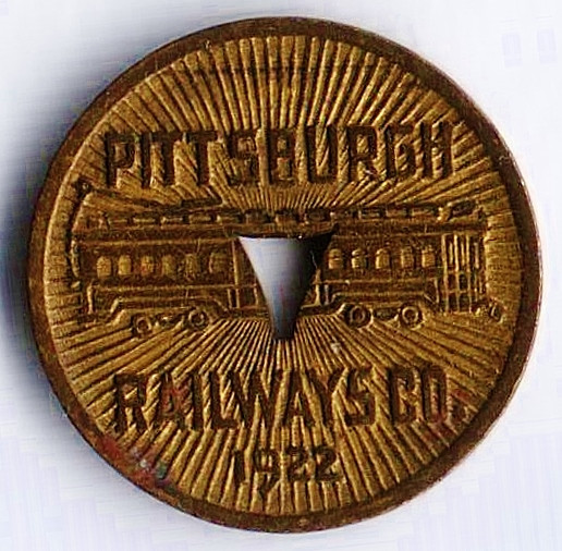 Трамвайный жетон. 1922 год, Питтсбург (США).