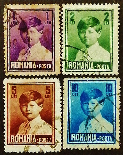 Набор почтовых марок (4 шт.). "Принц Михай I". 1928-1930 годы, Румыния.