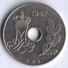 Монета 25 эре. 1987 год, Дания. R;B.