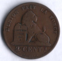 Монета 2 сантима. 1870 год, Бельгия (Des Belges).