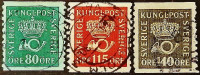 Набор почтовых марок (3 шт.). "Корона и почтовый рог". 1920-1934 годы, Швеция.