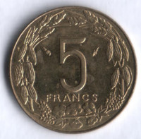 Монета 5 франков. 1984 год, Центрально-Африканские Штаты.