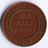 Монета 1/2 пенни. 1927 год, Австралия.