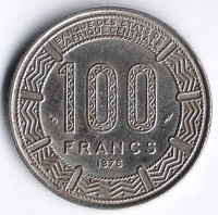 Монета 100 франков. 1975 год, Конго (НР).