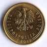 Монета 1 грош. 2019 год, Польша.
