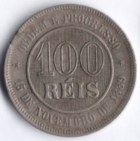 Монета 100 рейсов. 1895 год, Бразилия.