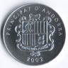 Монета 1 сантим. 2002 год, Андорра. Карл Великий.