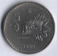 Монета 5 песо. 1980 год, Мексика.