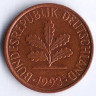 Монета 2 пфеннига. 1993(J) год, ФРГ.