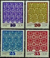 Набор марок (4 шт.). "Кружева". 1974 год, ГДР.