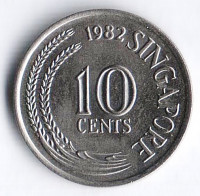 Монета 10 центов. 1982 год, Сингапур.