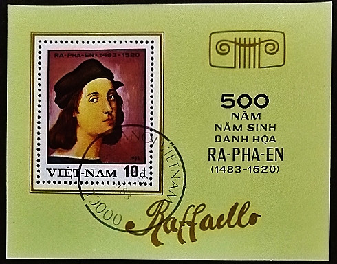 Мини-блок. "500 лет со дня рождения Рафаэля". 1983 год, Вьетнам.