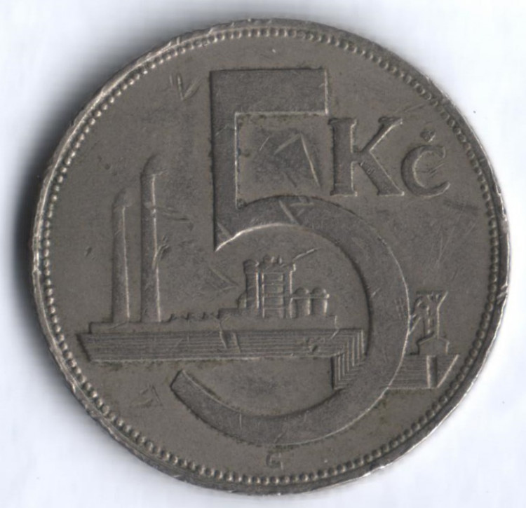 5 крон. 1927 год, Чехословакия.