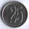 Монета 25 сентимо. 2009 год, Венесуэла.