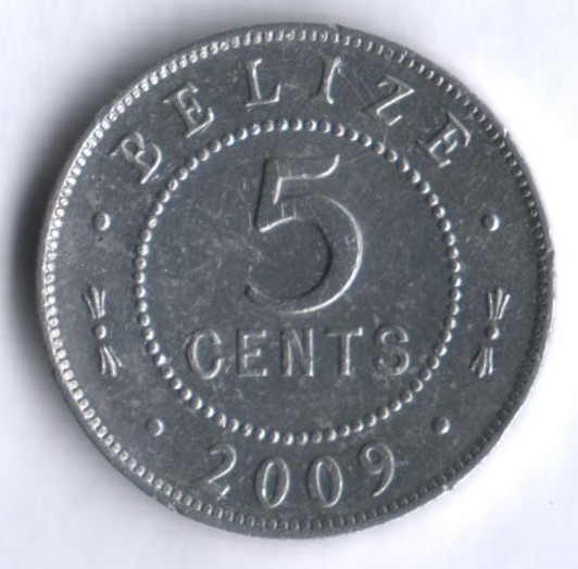Монета 5 центов. 2009 год, Белиз.