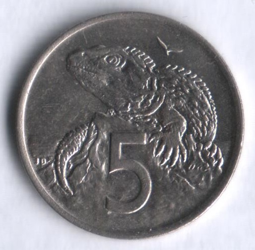 Монета 5 центов. 1970 год, Новая Зеландия.