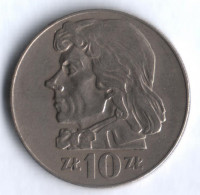 Монета 10 злотых. 1969 год, Польша. Тадеуш Костюшко.