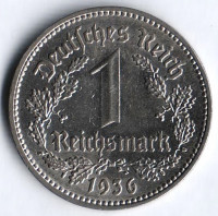 Монета 1 рейхсмарка. 1936 год (A), Третий Рейх.