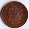 Монета 20 рейсов. 1908 год, Бразилия.