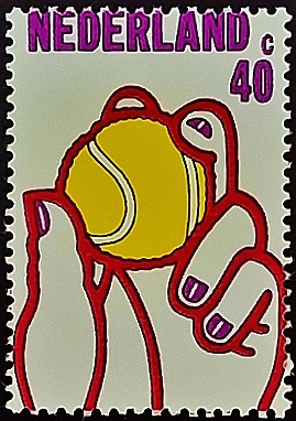 Марка почтовая. "Королевская нидерландская ассоциация тенниса". 1974 год, Нидерланды.
