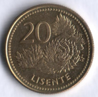Монета 20 лисенте. 1998 год, Лесото.