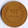 Монета 100 песо. 1992 год, Колумбия.