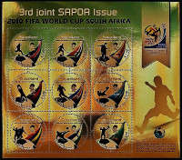 Блок марок (9 шт.). "Чемпионат мира по футболу FIFA, Южная Африка`2010". 2010 год, Свазиленд.