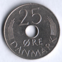 Монета 25 эре. 1988 год, Дания. R;B.