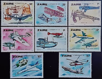 Набор марок (8 шт.). "История авиации". 1978 год, Заир.