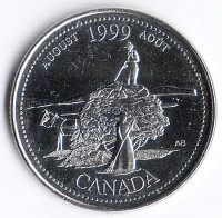 Монета 25 центов. 1999 год, Канада. Миллениум. Август - Уборка урожая.