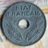 Монета 10 сантимов. 1943 год, Франция. Маленький модуль.