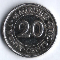 Монета 20 центов. 2012 год, Маврикий.