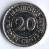 Монета 20 центов. 2012 год, Маврикий.