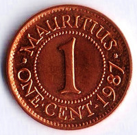 Монета 1 цент. 1987 год, Маврикий.