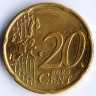 Монета 20 центов. 2001(M) год, Финляндия.