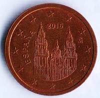Монета 2 цента. 2016 год, Испания.