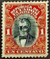 Почтовая марка (1 c.). "Президент Висенте Рока". 1911 год, Эквадор.