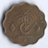 Монета 10 лари. 1960 год, Мальдивы.