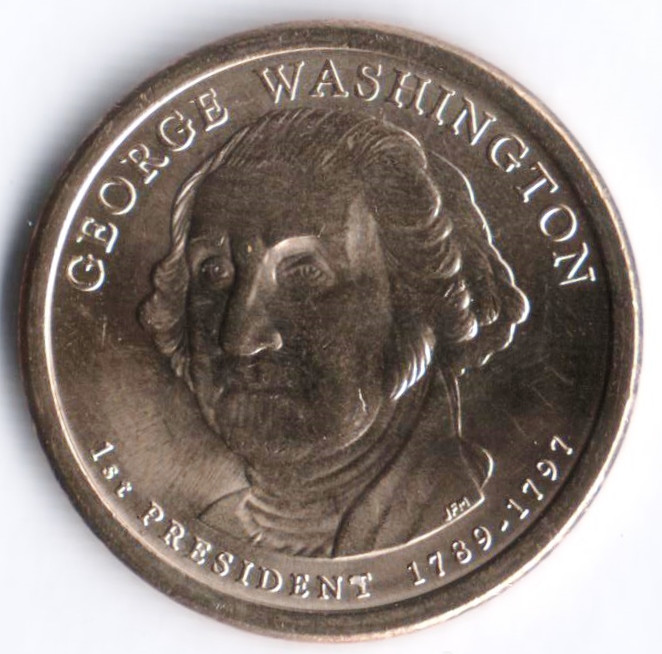 1 доллар. 2007(P) год, США. 1-й президент США - Джорж Вашингтон.