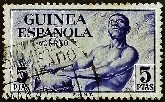 Почтовая марка (5 ps.). "Стандарт". 1952 год, Испанская Гвинея.